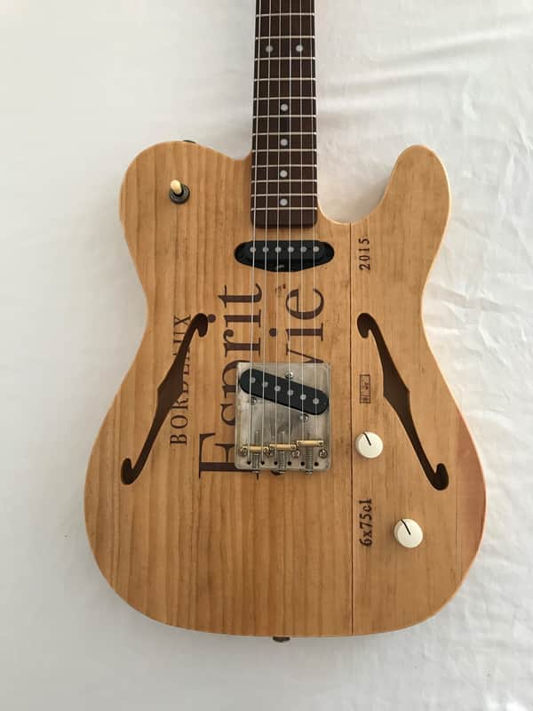Electric Guitar - Reclaimed Wood from Wine Crate - Semi Hollow with F Holes - T-Style - Esprit 039 image 1