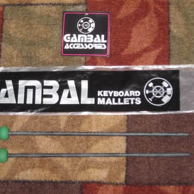 new old stock Gambal GPXR1 (UG13GPXR1) Glockenspiel, Bells, Xylophone Percussive Keyboard MALLETS, 1 and 1/4 inches Green Hard Nylon Flat Ball Heads with Black Synthetic Shafts, with original packaging - from 1990s - early 2000s image 1