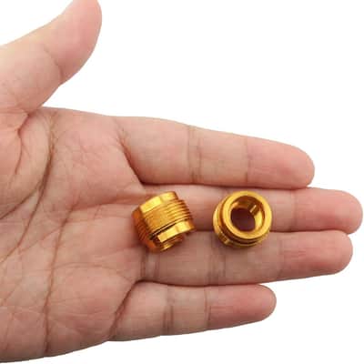 4pcs Mic Stand Adapter Aluminum 5/8" Male to 3/8" Female Screw Adapter for Microphone Stand Clips Mic Stand Holder Adapter, Gold image 4