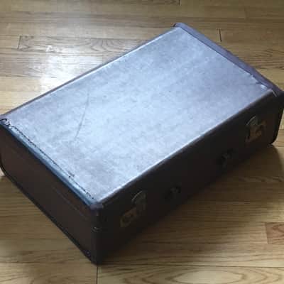 Vintage Brown Leather Made In USA 1950s-60s Hard Pedal Storage Case Luggage Amp Speaker Cargo Mod Platform image 14