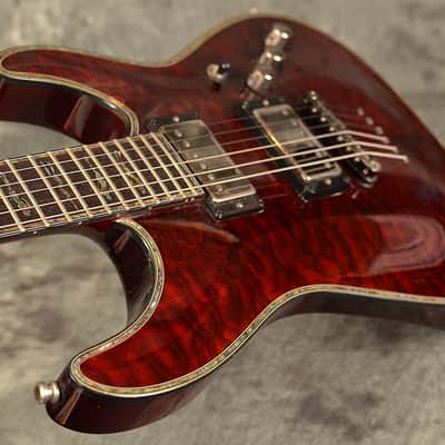 Schecter Custom XXX Hellraiser C-1 2005 Black Cherry Quilt Neck Thru Dual Duncan Humbuckers image 5