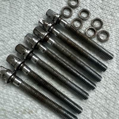 Rogers Lot of 7 Vintage 2” Tom Snare Drum Tension Rods + Washers 70s - Chrome image 5