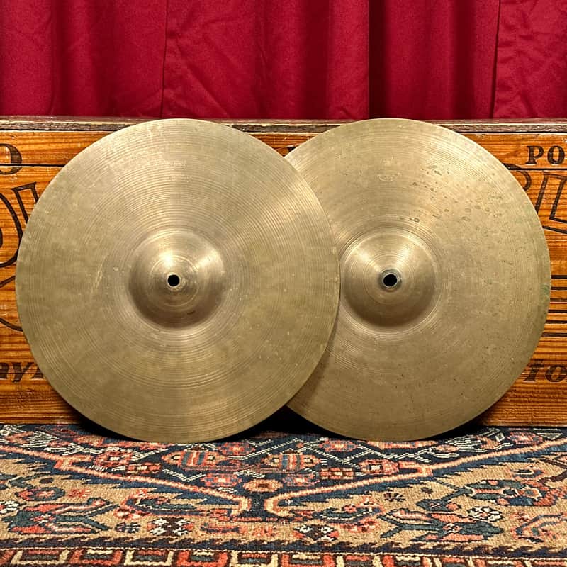 13" Zildjian A 1940s-50s Trans Stamp THIN Hi-Hat Cymbal Pair 466g/472g image 1