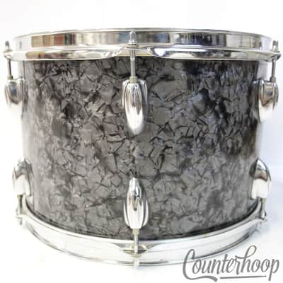 MIJ 13x9"Tom Drum BDP Japan 3Ply+Rings Clip Mount Vintage60s Black Diamond Pearl image 6