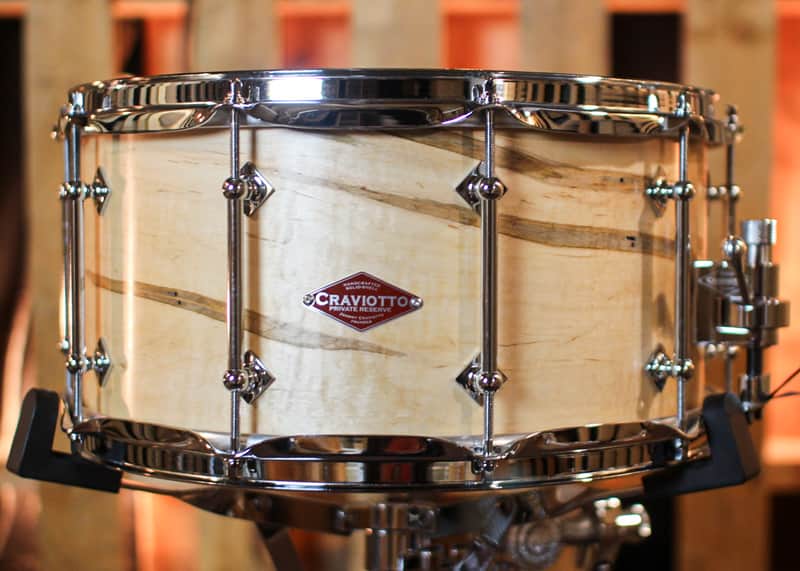 Craviotto 7x14 Private Reserve 10-Lug Wormy Ambrosia Satin Oil Snare Drum image 1