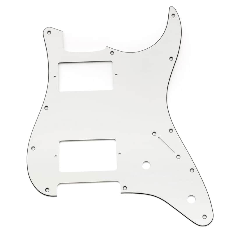 Brio S-Style HH Pickguard — 11-Hole, 2-Pot Layout (Volume/Tone) - 3 Ply White image 1