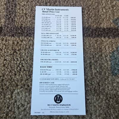 Vintage 1979 Martin Guitar Price List! Rare, Original Case Candy! image 2