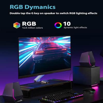 Edifier G1500 MAX 2.1 Computer Speakers System, 60W Hecate Gaming Speakers with Subwoofer Line Out, RGB Light, Bluetooth 5.3, USB, Type-C, 3.5mm AUX Input, Black image 2