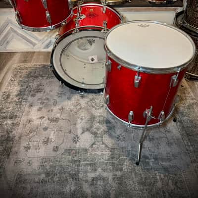 Ludwig No. 980 Super Classic Outfit 9x13 / 16x16 / 14x22" Drum Set with Keystone Badges 1968 - 1969 - Red Sparkle image 9