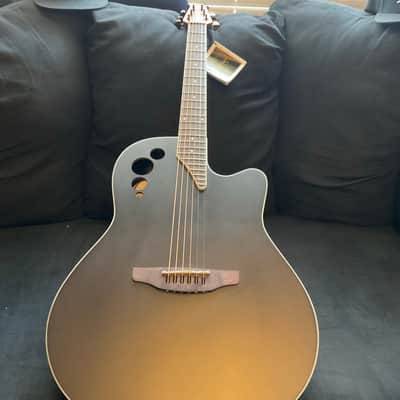 Ovation   Applause Elite Mid Depth Acoustic-Electric Guitar,  Black Satin image 1