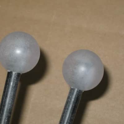 one pair new old stock Gambal GPL(UG13GPLXX) Percussive Keyboard Mallets (for xylophones and glockenspiels), 1 inch Clear (but cloudy) Hard Nylon Ball Heads with Black Synthetic Shafts, with original packaging - from 1990s - early 2000s image 8