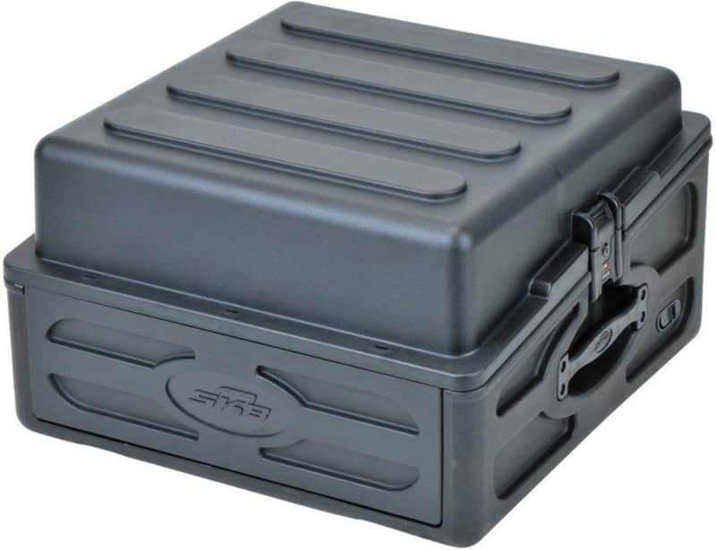 Mint SKB Cases 1SKB-R102 10x2 Roto Rack/Mixer Console, 10U Slanted Rackmount on top, 2U rackmount in front, Steel Threaded Rails, Hard Lid and Doors, Side Access Ports for Cable Routing image 1