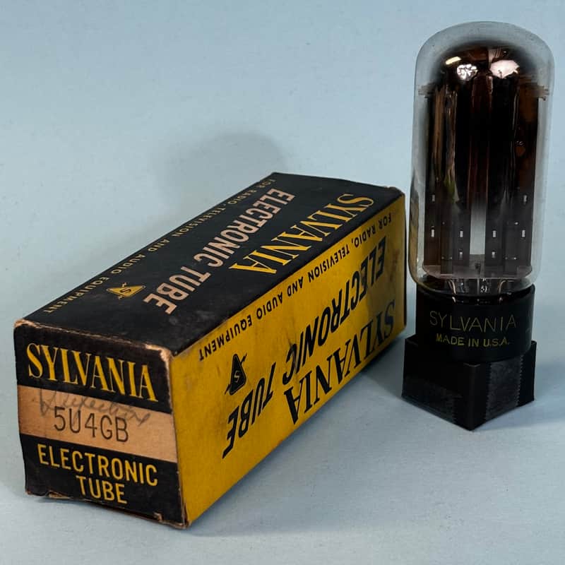 1950s Sylvania 5U4GB Vintage Black Plate Side Getter Rectifier Tube! T399 image 1