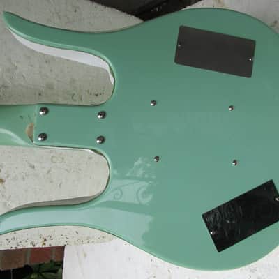Left Hand Danelectro Longhorn Bass Guitar, 1990's Surf Green, Converted From Right Hand image 8