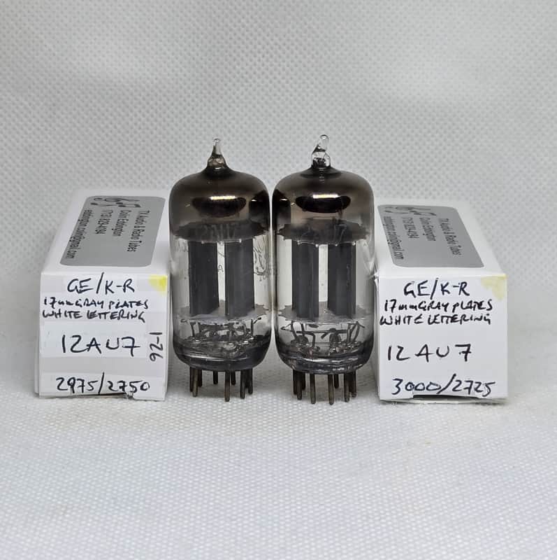 GE / Ken-Rad 12AU7 Long Gray Plates Well Matched (9.1%) Pair NOS ECC82 12AU7A image 1