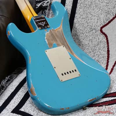 Fender Custom Shop Limited Edition 1958 Stratocaster AA Flame Maple Neck Heavy Relic Super Faded Aged Taos Turquoise 7.75 lbs image 13