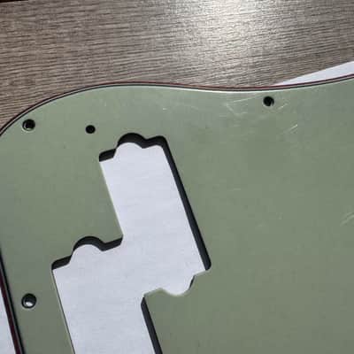 1960 thru 1969 Fender Precision Bass Pickguard 13 hole Celluloid / Nitrate Mint Green 62 USA RI image 5