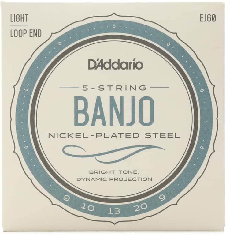 D'Addario EJ60 Nickel Plated Steel Banjo Strings - .009-.020 Light 5-string (3-pack) Bundle image 1