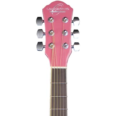 Oscar Schmidt OG1 Student 3/4 Size Dreadnought Acoustic Guitar, Pink image 4