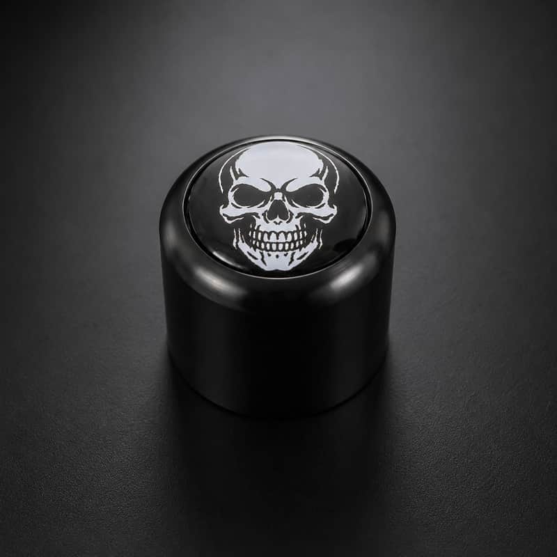 Guitar Monkey Skull Badge Volume Knob - Guitar Button - Black Aluminium image 1