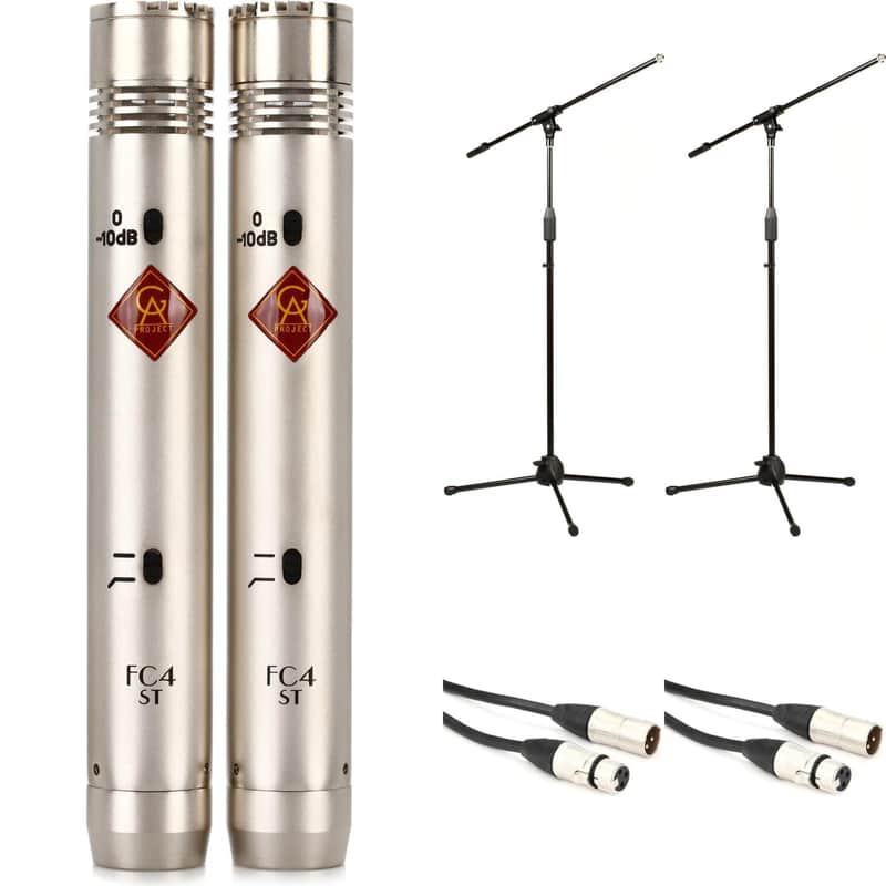 Golden Age Project FC4 ST Small-diaphragm Condenser Microphone Stereo Pair with Stands and Cables image 1