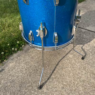 Ludwig No. 948 Classic 14x14" Floor Tom with Keystone Badge 1960 - 1968 Blue Sparkle image 3