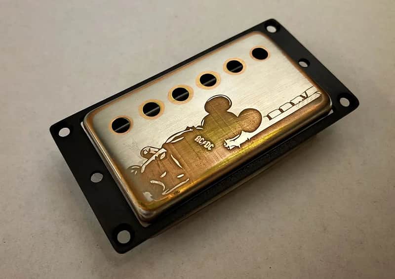 Ramme Mounting Ring For Humbucker Pickup WITH COVER (Black Aluminium) image 1