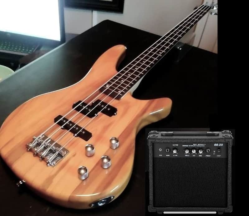 🎸+AMP! Unmarked "EyeBuzz" S Style Electric Bass Guitar +Rosewood Fretboard +Cable!🎸 image 1