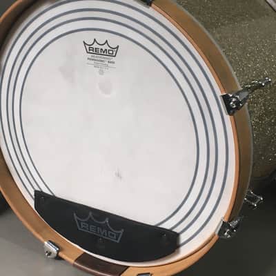 C&C Custom 2 Piece Jazz Bop Kit 18” Bass + 13” Snare Ginger / Champagne Glass Glitter Made in USA Maple Shells image 4