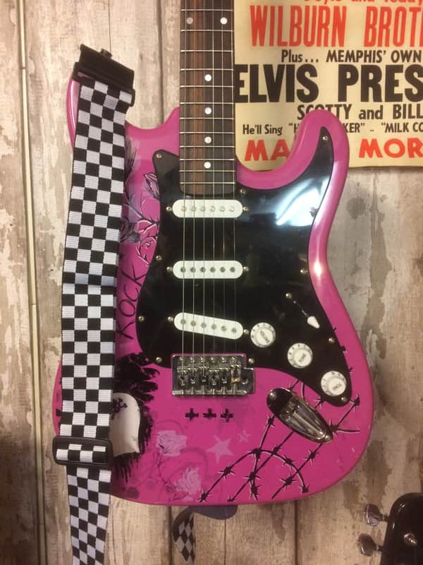 Jaxville ST1PPPK Pink Stratocaster Style Guitar SSS Set-up image 1