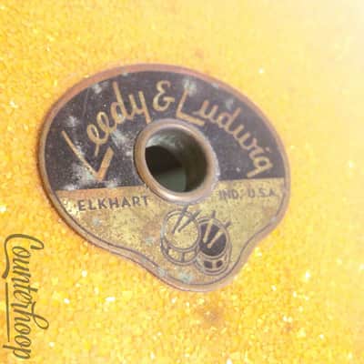 Leedy&Ludwig 22x14" Bass Drum Gold Sparkle Vintage 50s Nickel Rail Mount Elkhart image 9