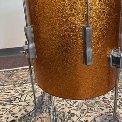 Ludwig 1960s Club Date Floor Tom 14x14" - Gold Sparkle (Rewrap) image 5