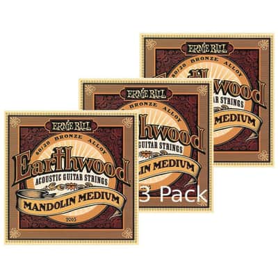 Ernie Ball Earthwood 80/20 Bronze Mandolin Medium Strings 2065 3-Pack image 1
