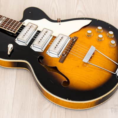 1960s Kay Swingmaster K763 Vintage Hollowbody Guitar w/ Kleenex Box Pickups, Case image 10