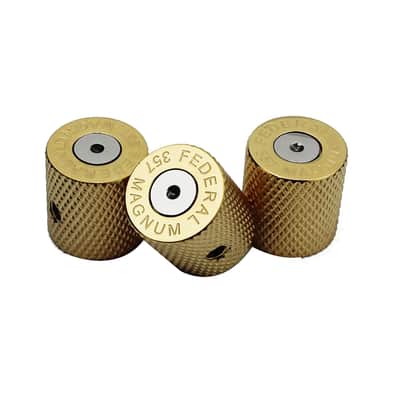 Guitar Knobs with 6mm Dia. Shaft Pots - Brass Bullet Case Style Tone and Volume Control Potentiometer Knob Replacement for Precision Electric Guitar or Bass (3 Piece, Golden) image 3