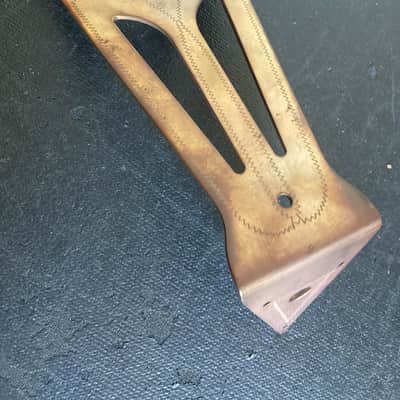 NOS-Gibson  Super 400 Exclusive Tailpiece  Late 80’s - Engraved Solid Brass Natural Aged Brass Patina. *Includes Vintage Super 400 Truss Rod cover w/screws image 2