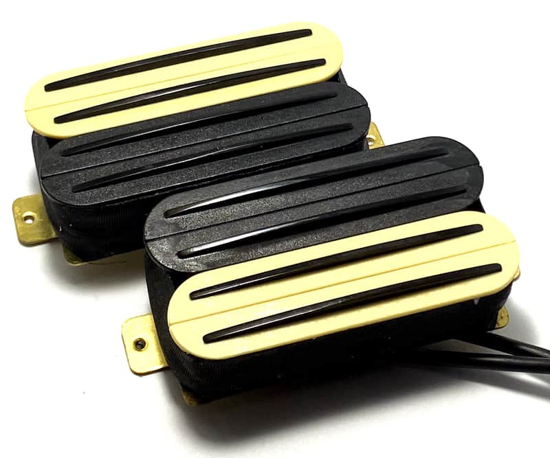 Dragonfire Quad Rail Humbuckers Four Blade Rail Style Passive 23K Pickup Set ~ Cream Black Zebra #2 Black Rails image 1