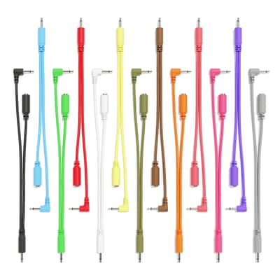 ExcelValley [13-Pack | 15 cm - 5.91"] Right Angle Hopscotch Mono Splitter Y Patch Cables TS 3.5mm 1/8" Eurorack Synth image 7