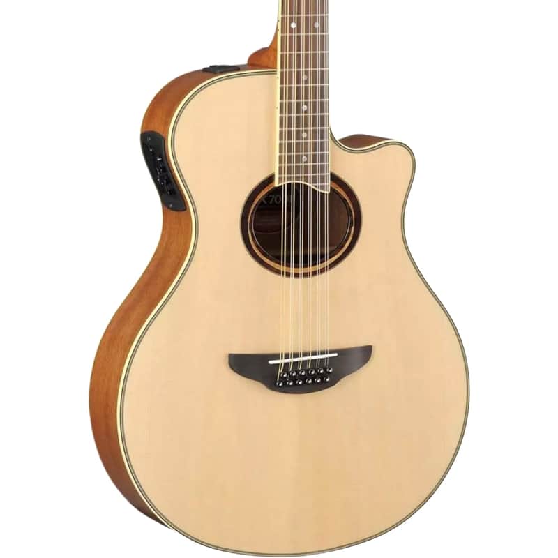 Yamaha 12 String Natural Thinline Cutaway Acoustic Electric Guitar image 1