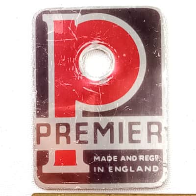 Premier 60s Badge Made And Regd In England Bass/Snare/Tom Drum Vintage UK Tag image 1