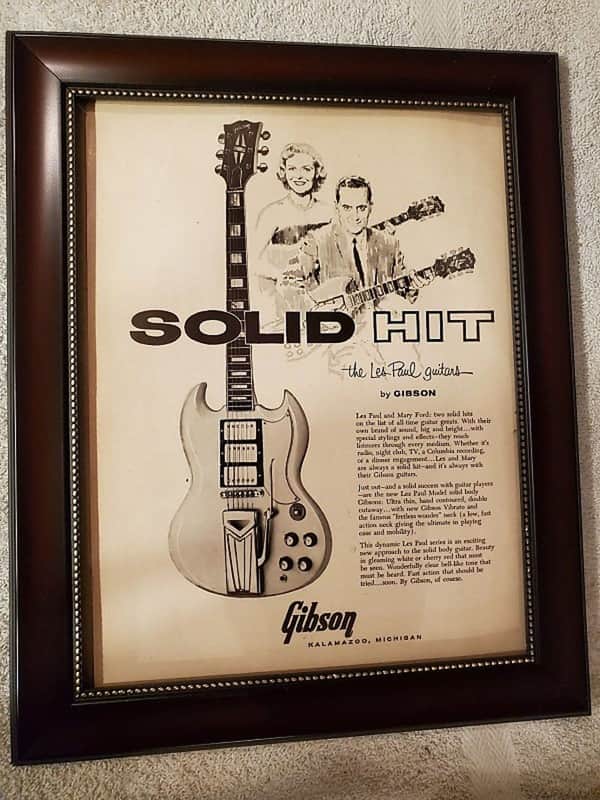 1961 Gibson Guitars Promotional Ad Framed SG Les Paul Custom Original image 1