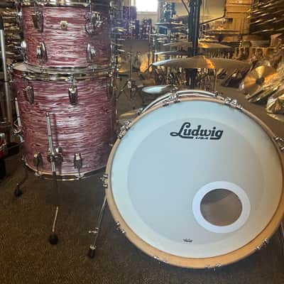 Used Ludwig Classic Maple Pink Oyster 3 Piece Drum Set image 4
