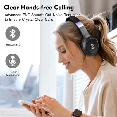 HiFi Over-Ear Noise-Canceling Bluetooth Headphones, Wireless Gaming Headset with Long Battery Life image 2