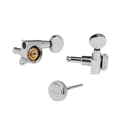 KAISH 6 Inline 18:1 Locking Tuners Tuning Keys Guitar Locking Tuning Machines with Mini Oval Buttons for Strat/Tele/Electric Guitars Chrome image 3