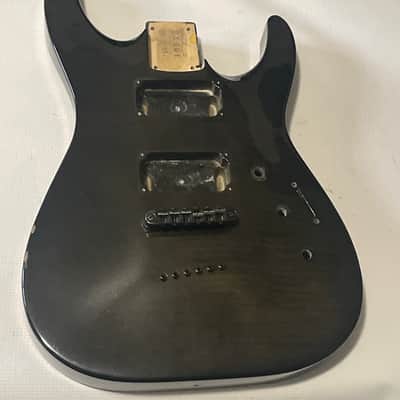 2000's Japan Jackson DKMGT Dinky Arched Top Transparent Black Flame Guitar Body Hard Tail image 6