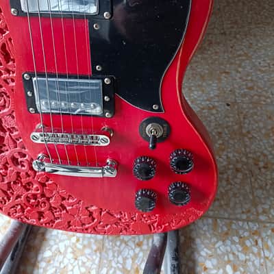 Custom Harley Benton SG type 2023 - Red, hand Carved in Florence, Italy. Custom Guitar, Solid Body; Vintage look Double cut image 10