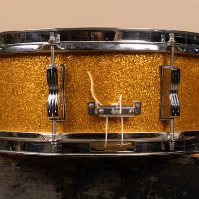 1965 Ludwig 5x14 Gold Sparkle Jazz Festival Snare Drum image 7