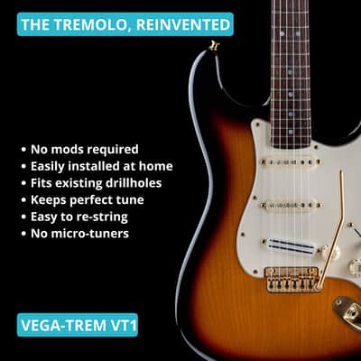 Vega-Trem VT1 Ultra-Trem Standard Stratocaster Guitar Tremolo Bridge For Strat Glossy (GOLD) image 5