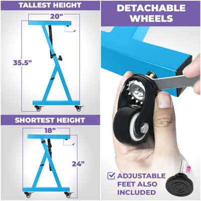 Liquid Stands Z-Style Keyboard Stand with Wheels - Portable, Heavy-Duty Stand Fits 54-88 Key Electric Pianos (Light Blue) image 3