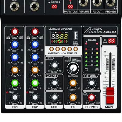 Audio2000’S AMX7351 | Five-Channel USB Audio Mixer w/ Bluetooth, FX Send/Return & 48V Phantom Power image 1